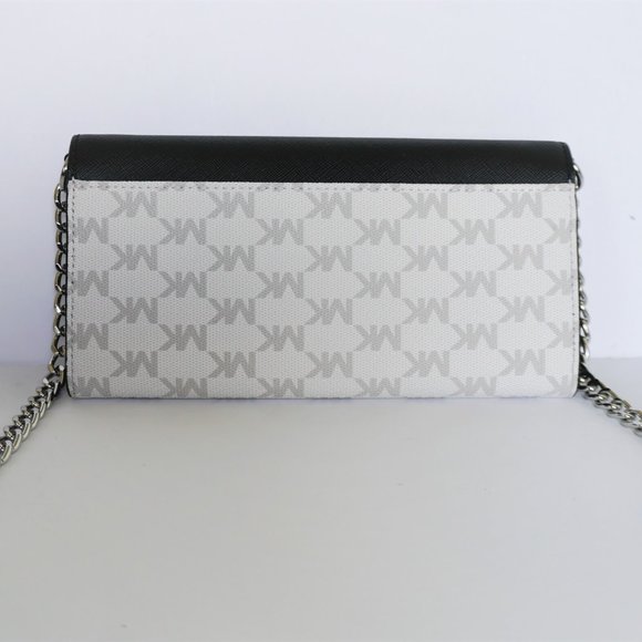 Michael Kors Jet Set WOC Xbody Bag MK White Black - Picture 4 of 11